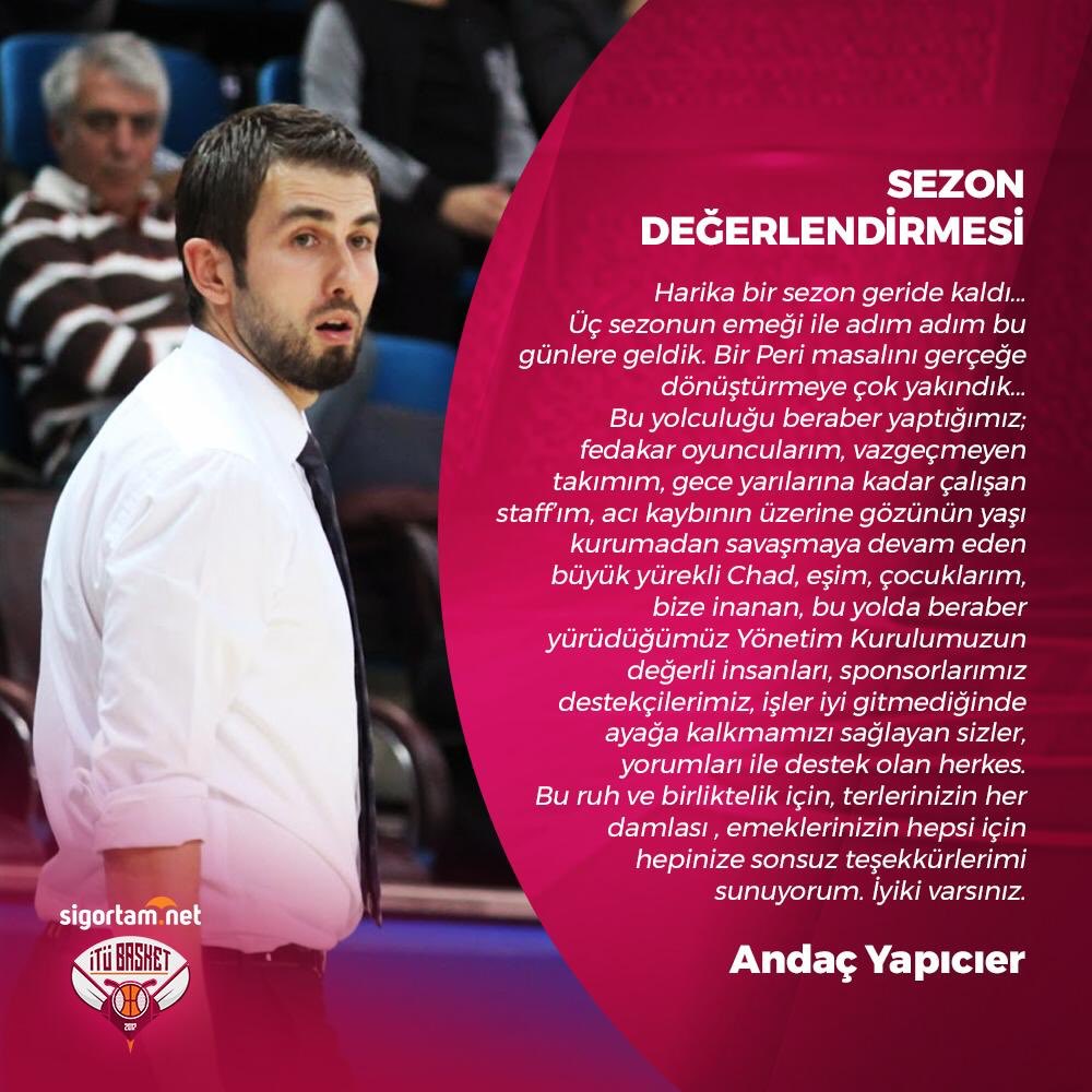Sigortam.net İTÜ Basket'in Başarılı Koçu Andaç Yapıcıer'den Geride Kalan Sezona Dair Açıklamalar